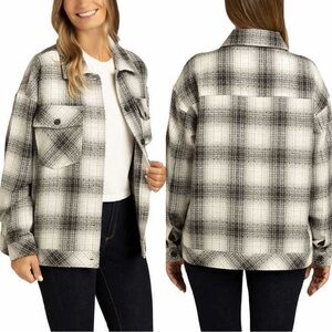 Boston Traders Black Plaid Shirt Jacket